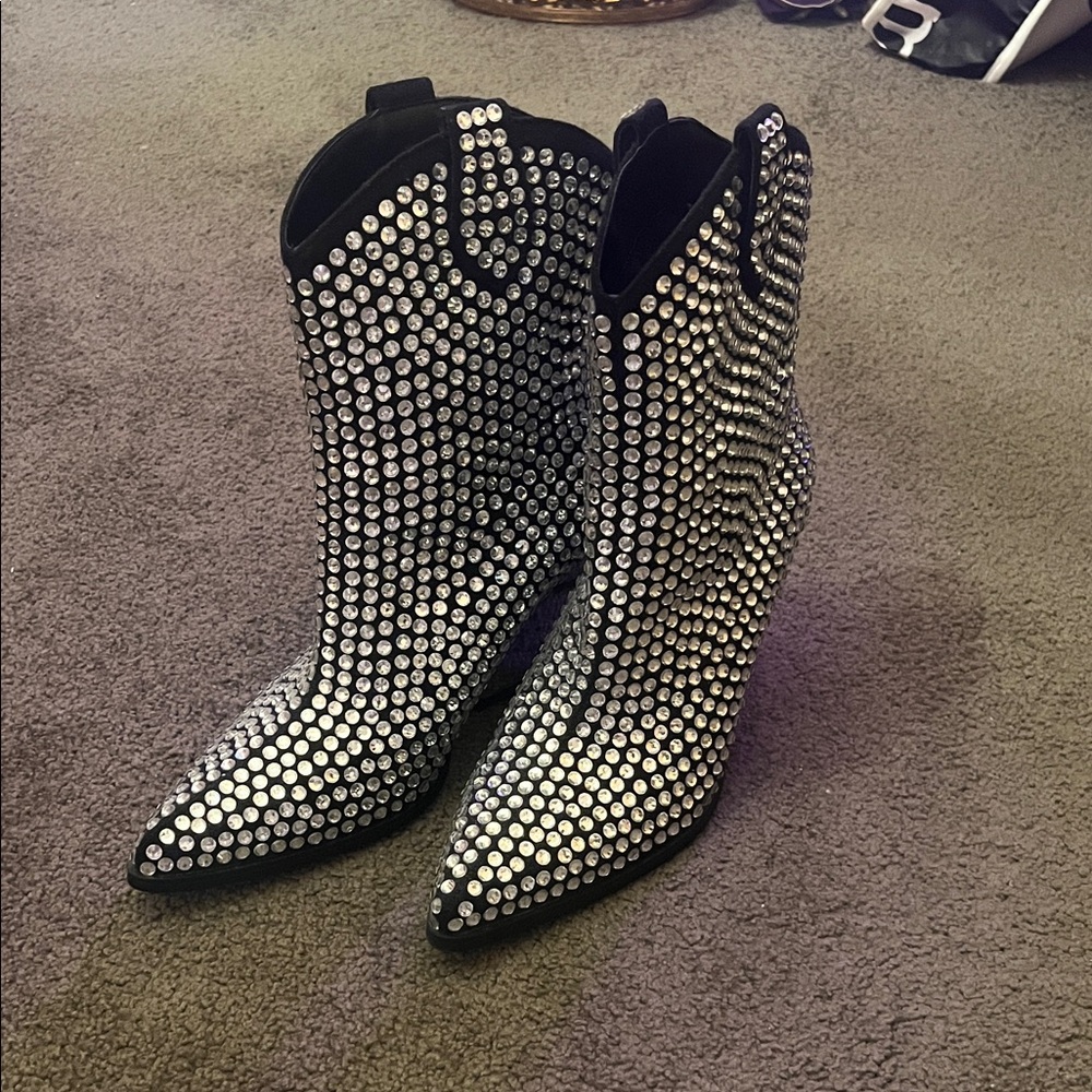 Sparkling Rhinestone Heeled Boots